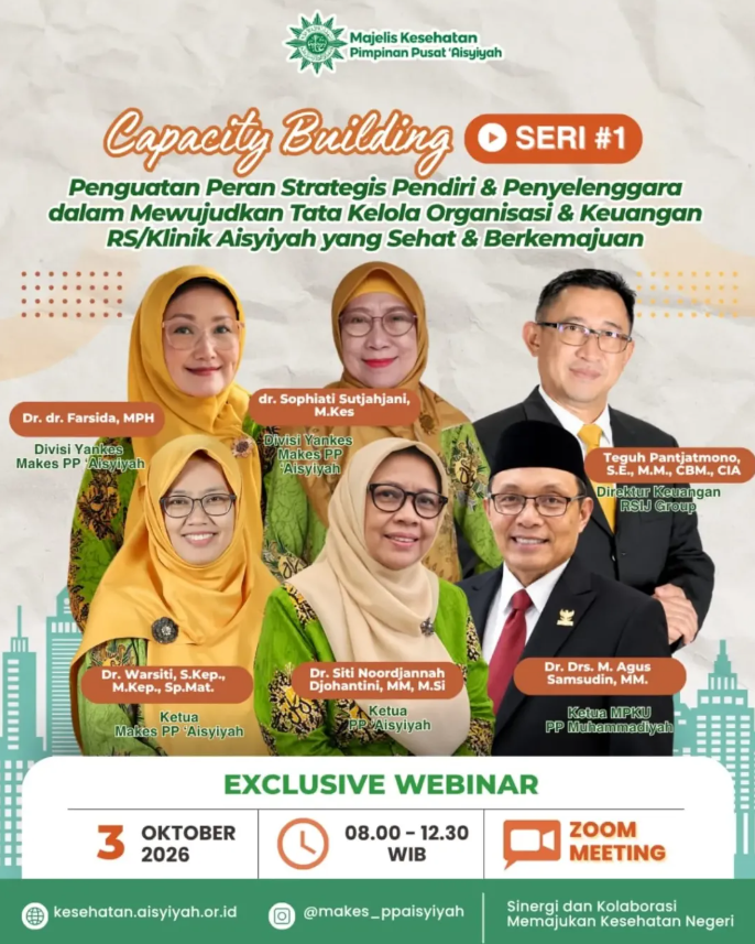 Hadapi Perubahan Zaman, ‘Aisyiyah Bahas Tata Kelola Klinik dan Rumah Sakit dalam Webinar Capacity Building Seri #1