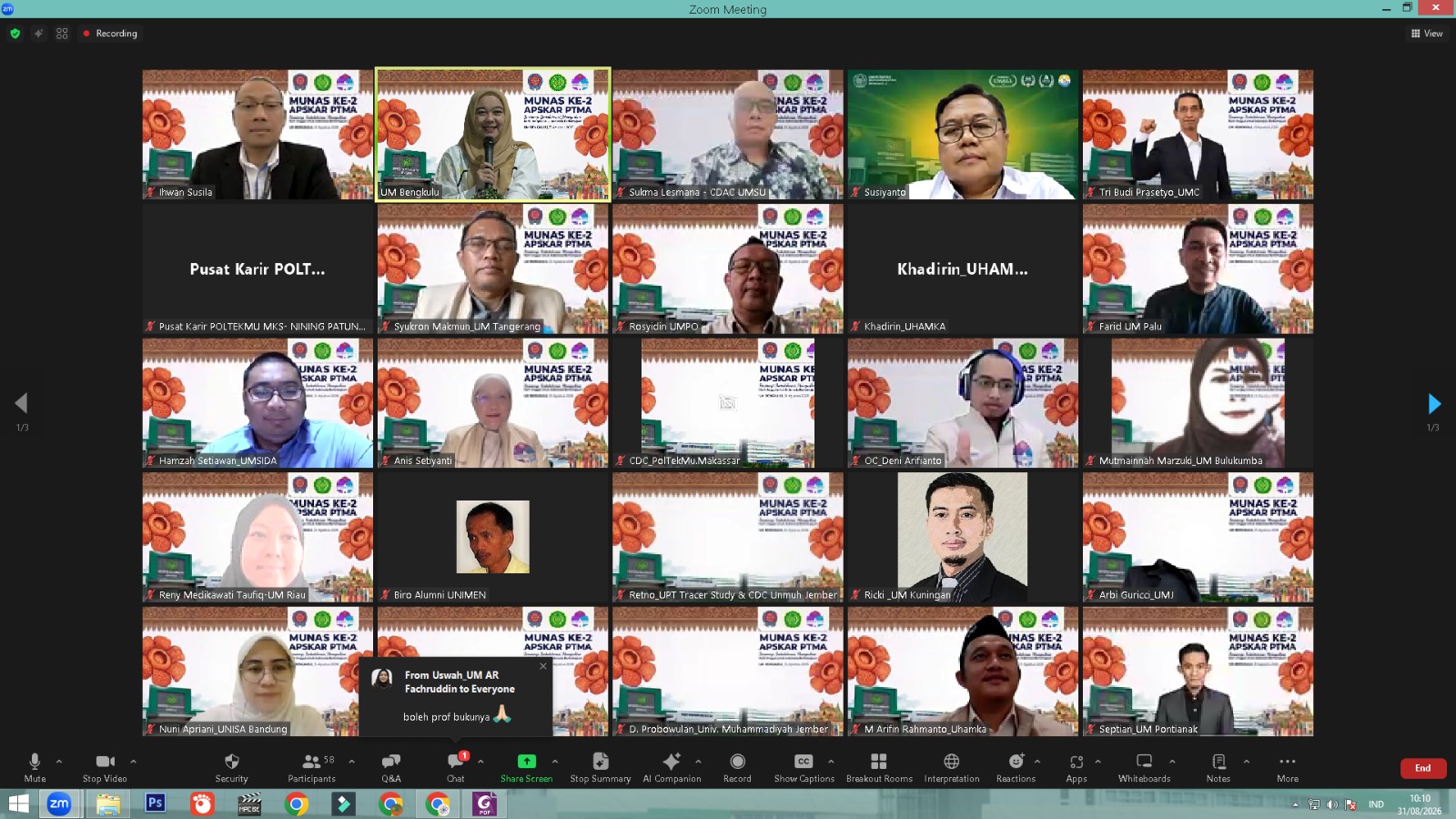 Munas ke-2 APSKAR PTMA Digelar Daring, UMB Jadi Host